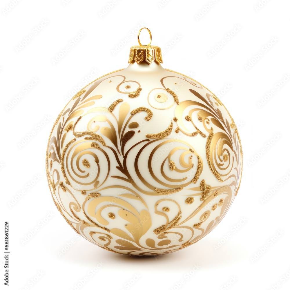 Christmas golden ball isolated on white background. Close up. Christmas golden ball isolated on white background. Close up.