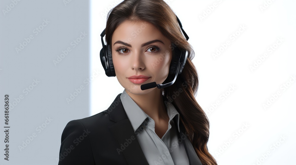 Female call center operator on white background Female call center operator on white background
