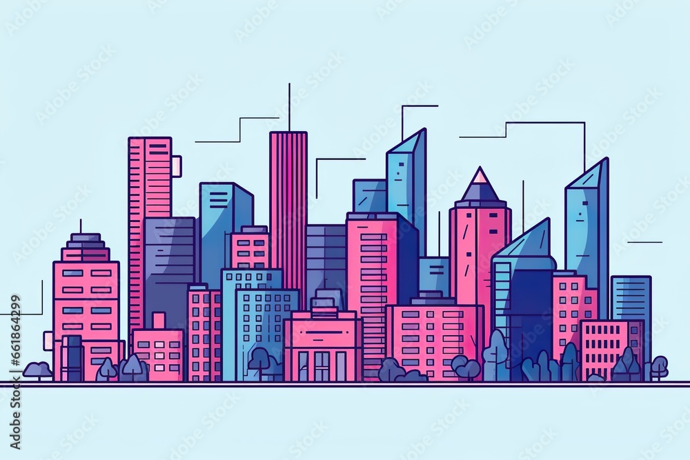 line art. vector illustration on of a cityscape