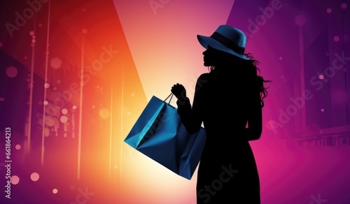 silhouette of a person with shopping bags