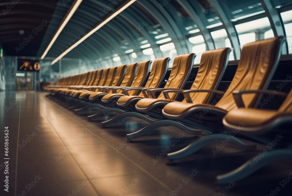 Fototapeta premium chairs in the airport. generative ai