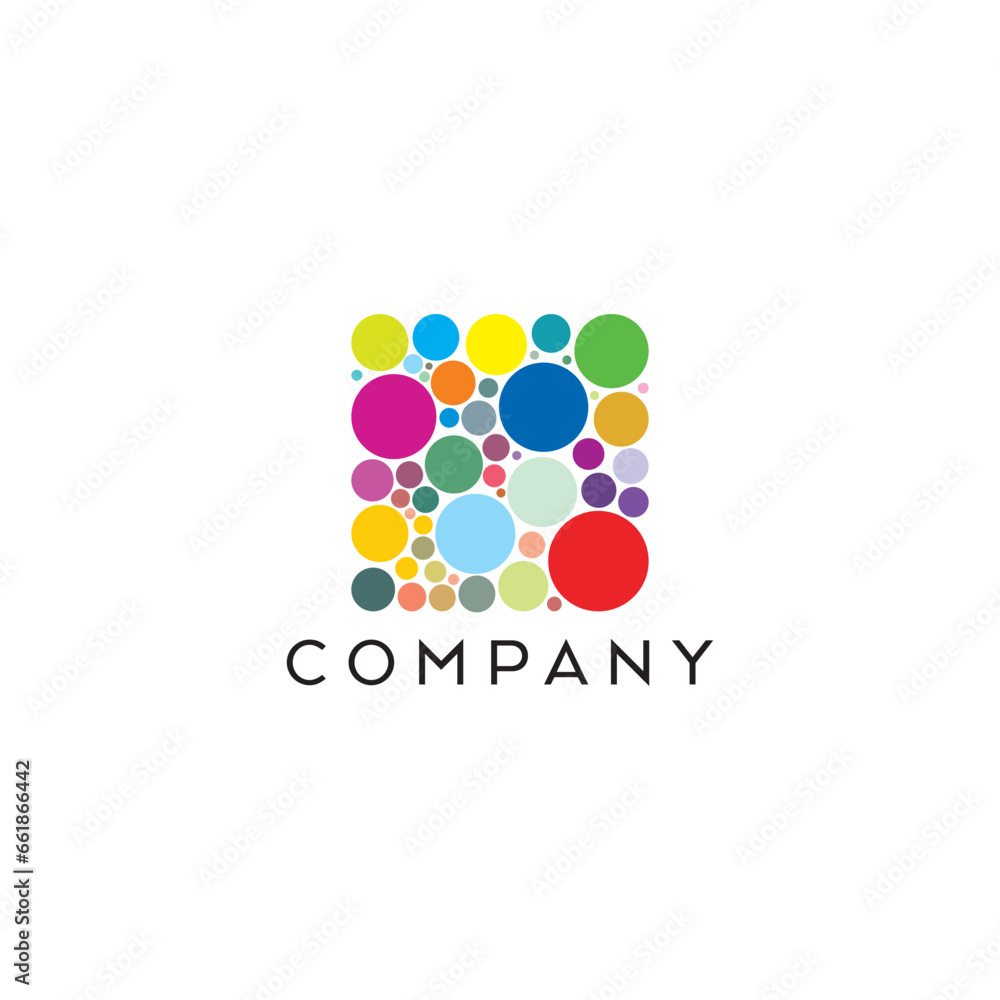 Circle squire colorful multicolor art play child education Logo Design, Brand Identity, flat icon, monograph, business, editable, eps, royalty free image, corporate brand, creative