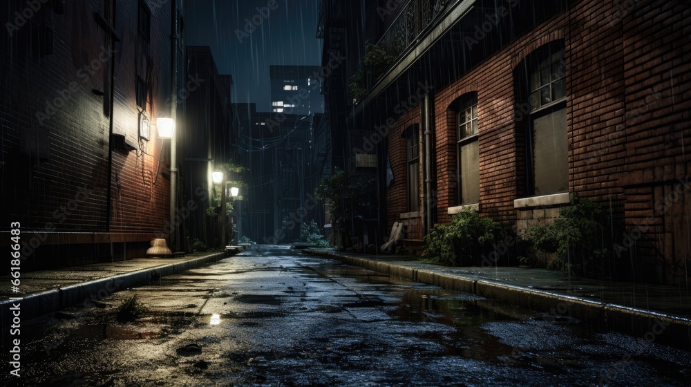 Gloomy alley with lighting Gloomy alley with lighting