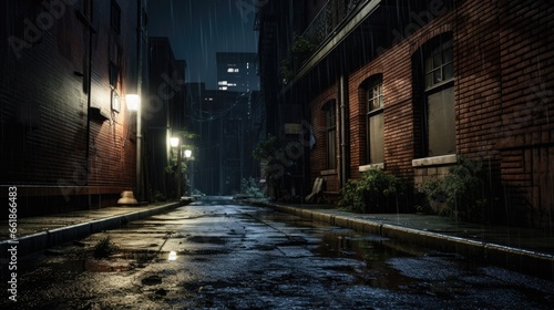 Gloomy alley with lighting © Fly Frames