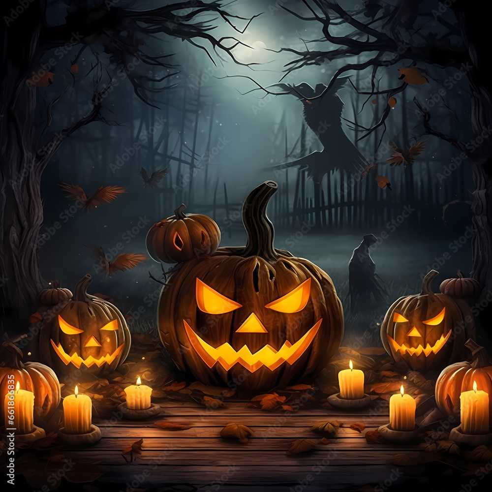 halloween background with pumpkin. Generative AI halloween background with pumpkin. Generative AI