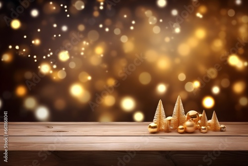 Christmas background, New Year's golden bokeh. ai generative