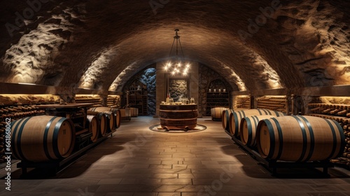 Interior of an underground wine cellar