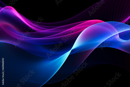 Abstract technology background with waving blue and purple lines
