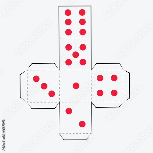 vector paper dice template, playing  printable 