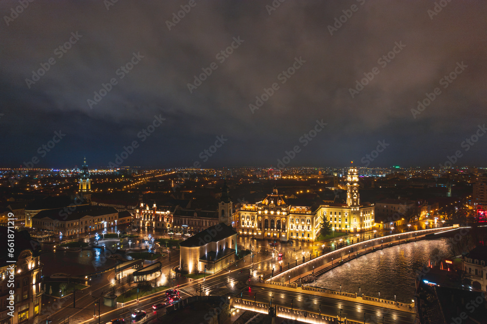 Oradea romania tourism aerial a breathtaking night view of a historic European city from a high vantage point