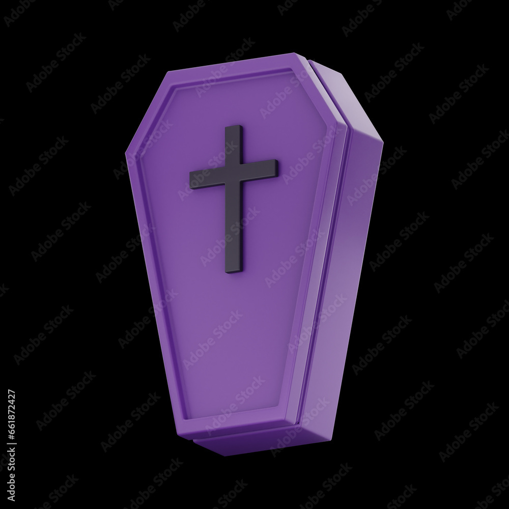 premium coffin hallowen icon  3d rendering on isolated backround
