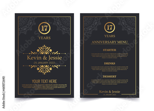 Luxury 17th anniversary menu design