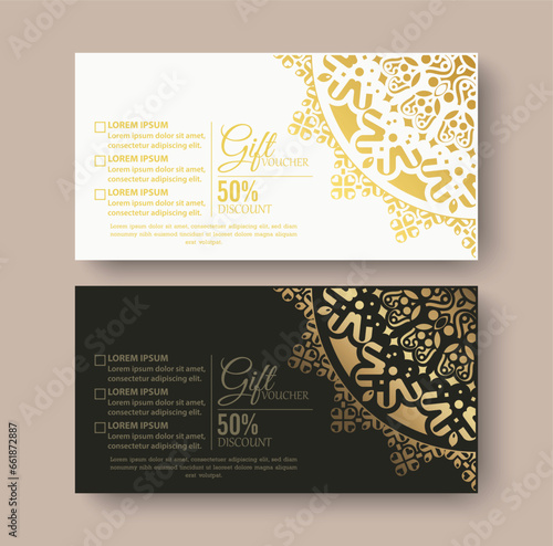 Menu restaurant luxury gift voucher design template