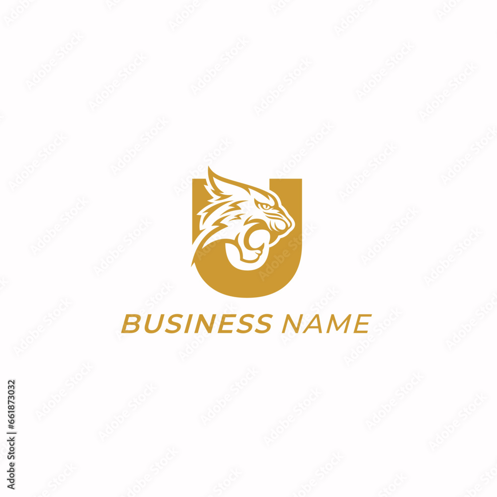design logo combine letter U and head tiger