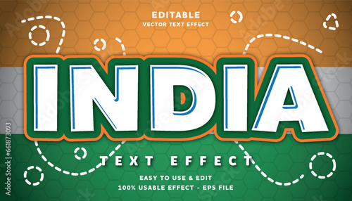 india editable text effect with modern and simple style