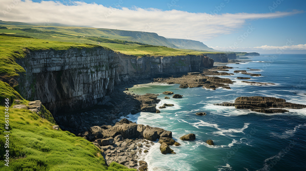 Dramatic Coastal Cliffs: Towering cliffs meet the powerful ocean, creating an awe-inspiring natural landscape.