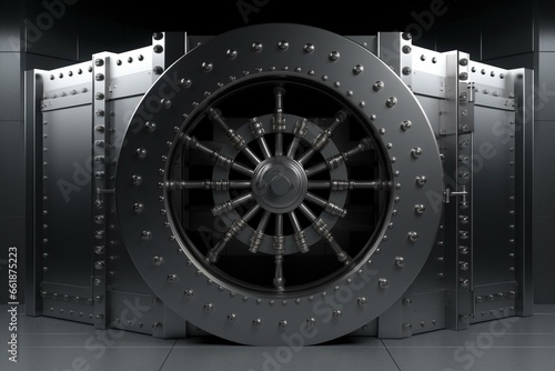 3D illustration of a secure vault. Generative AI