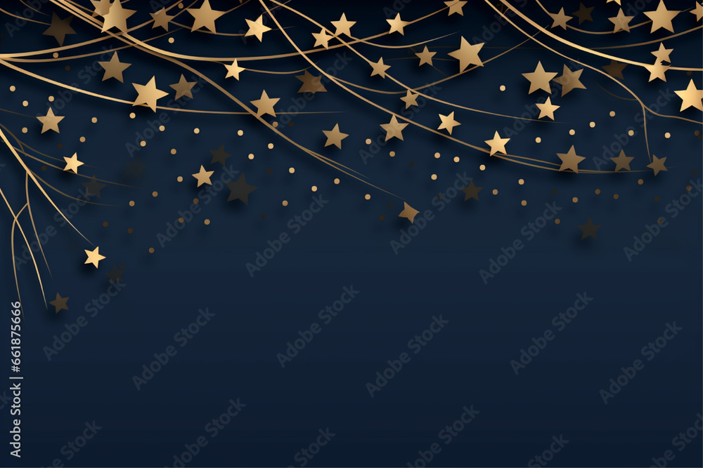 merry christmas background with pine branches and gold stars illustrations - obrazy, fototapety, plakaty 