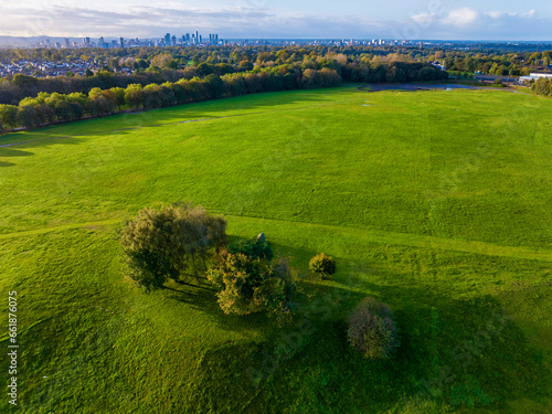 Manchester Skyline aerial photo taken from Heaton Park an early morning photo