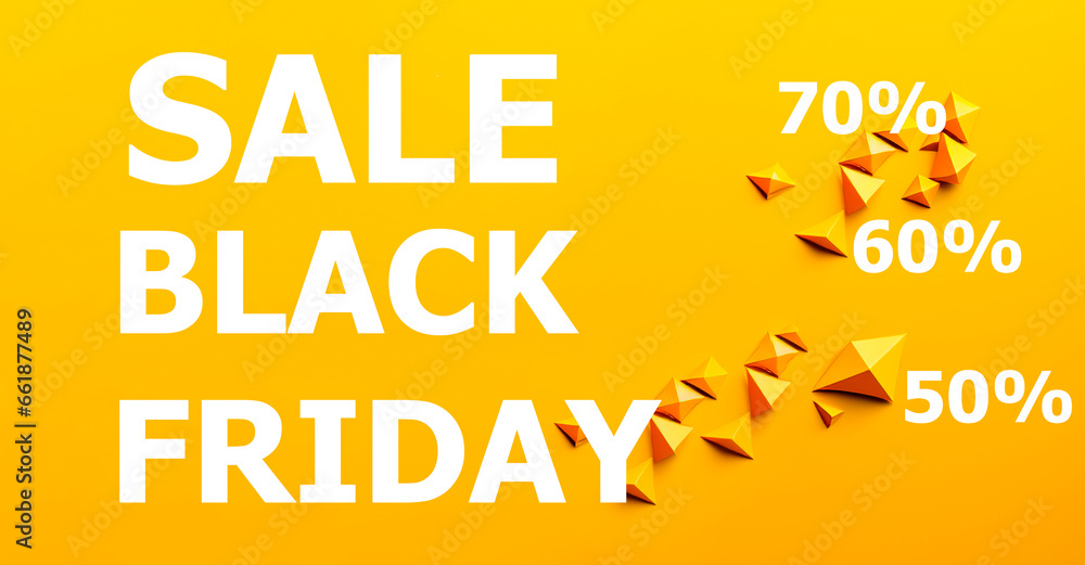 The banner is yellow. black friday. Sale