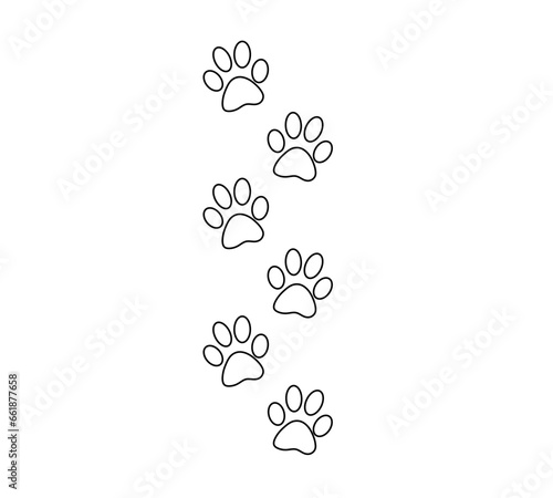 Vector isolated dog cat animal paw prints ornament stripe colorless black and white contour line easy drawing