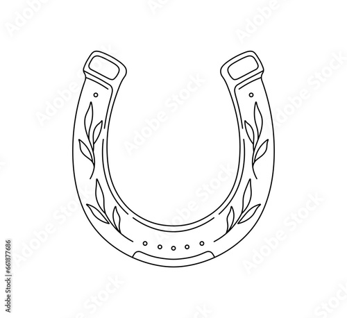 Vector isolated one single simple symmetrical ornate horseshoe colorless black and white contour line easy drawing photo
