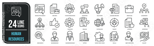 Human resources thin line icons. Editable stroke. For website marketing design, logo, app, template, ui, etc. Vector illustration.