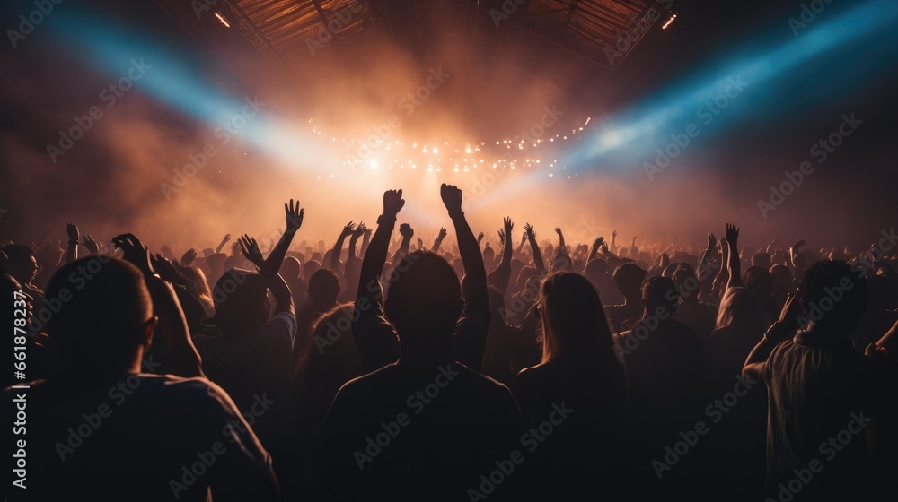 Silhouette of crowd of people dancing at a music show Silhouette of crowd of people dancing at a music show