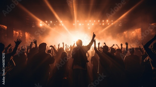 Silhouette of crowd of people dancing at a music show © Fly Frames