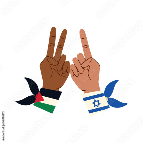 palestine and israel flags in handbands
