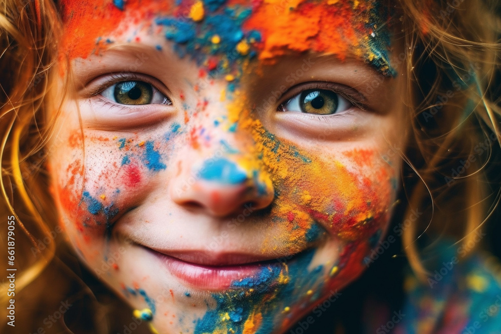 portrait of a little girl with painted face