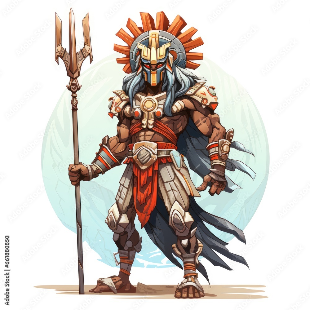 Fototapeta premium Ancient warrior character from a forgotten civilization