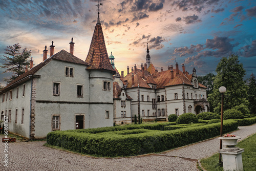 Hunting castle of Count Shenborn in Carpaty Village Chinadiyevo. Zakarpattja Transcarpathion Region, Ukraine photo