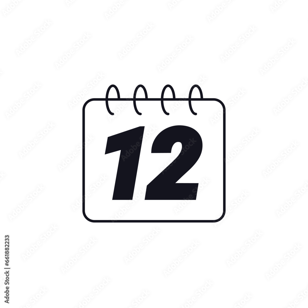 12 month icon with calendar, vector 12 month icon with calendar, vector