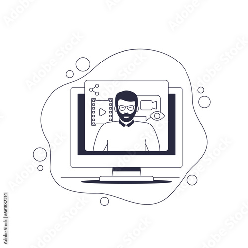 video blogger or content creator vector illustration