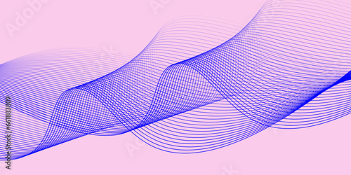 lines Technology abstract lines on blue background. Undulate blue Wave Swirl, frequency sound wave, twisted curve lines with blend effect