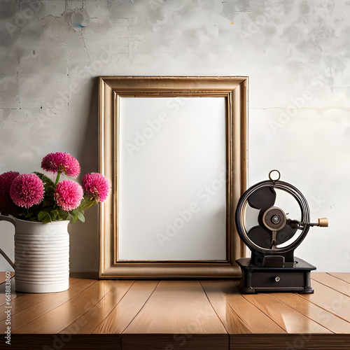 room with frames and flowers