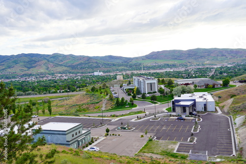 Landscape of Idaho state University campus and city Pocatello in the state of Idaho 