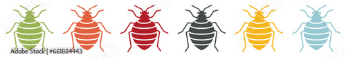 Group of coloured bedbug icons