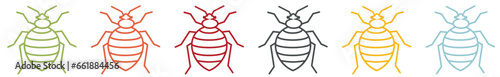 Group of coloured bedbug icons