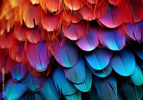 Feather texture in blue  yellow and magenta gradient AI Generated