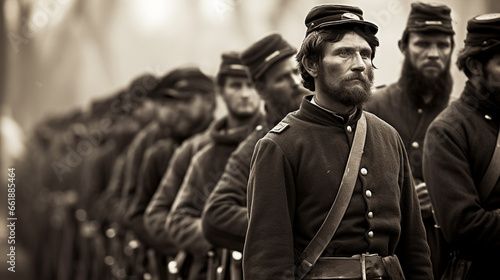 Foto American civil war soldiers on the march.