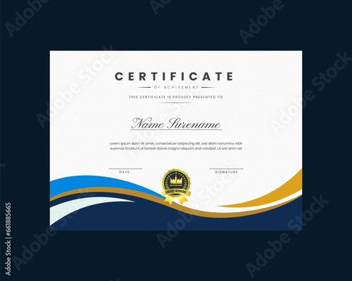 certificate design template, 
certificate of achievement Modern template Gradient golden luxury premium Vector Design 