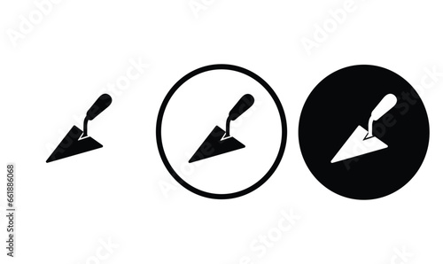 icon trowel black outline for web site design 
and mobile dark mode apps 
Vector illustration on a white background