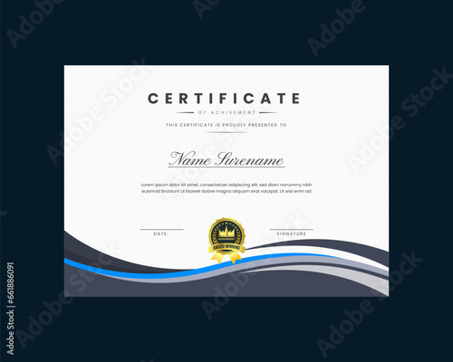 certificate design template, 
certificate of achievement Modern template Gradient golden luxury premium Vector Design 
