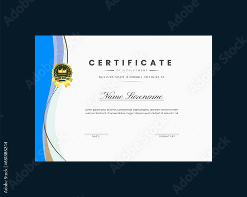 certificate design template, 
certificate of achievement Modern template Gradient golden luxury premium Vector Design 