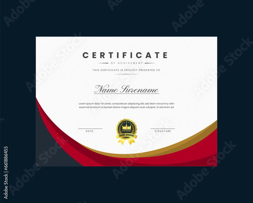 certificate design template, 
certificate of achievement Modern template Gradient golden luxury premium Vector Design 