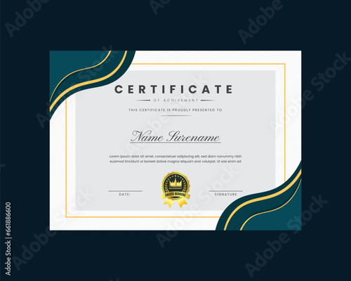 Modern design certificate template with simple elegant and luxurious in horizontal a4 size