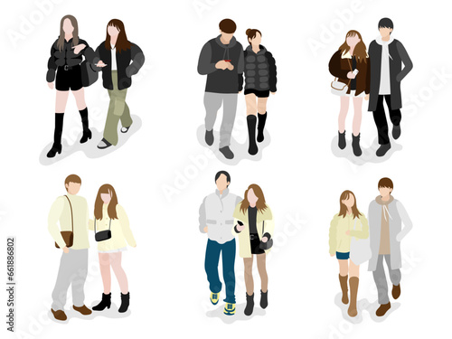 冬の街角にいるカップルの一覧