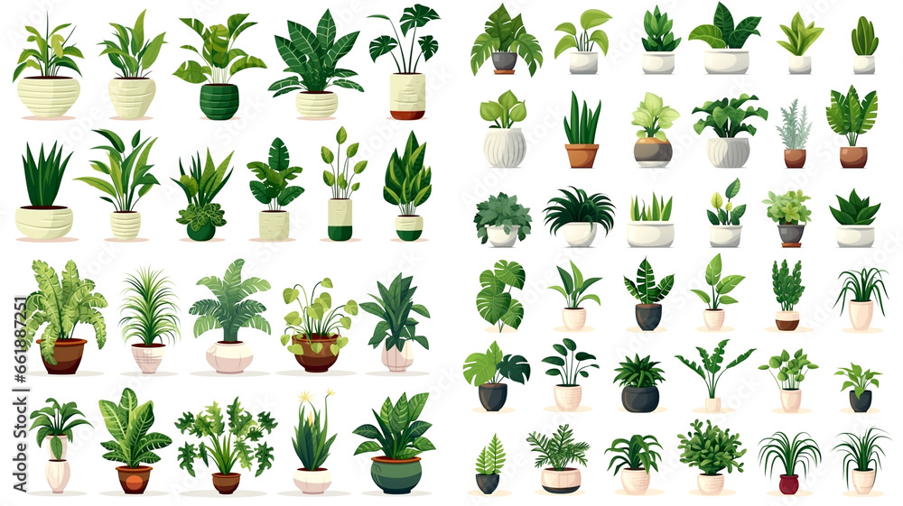 Fototapeta premium Explore our diverse houseplant collection, featuring various shapes and sizes to elevate your home decor.